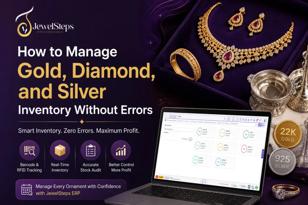 Gold, Diamond & Silver Inventory Management with JewelSteps ERP using Barcode and RFID